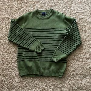 Men’s Relco London Crewneck Green Sweater w/ Blue Stripes, Size M